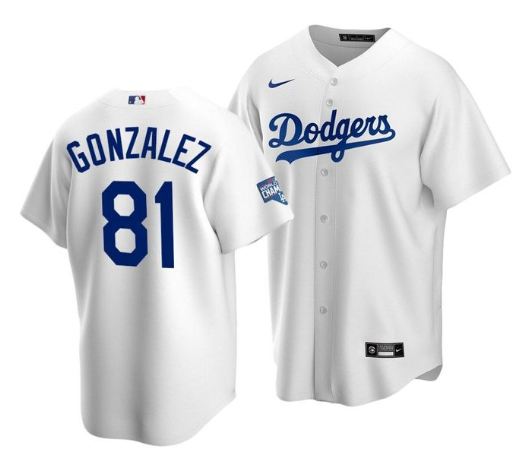 Men's Los Angeles Dodgers #81 Victor Gonzalez White 2020 World Series Champions Home Patch Stitched MLB Jersey Men's Los Angeles Dodgers #81 Victor Gonzalez White 2020 World Series Champions Home Patch Stitched MLB Jersey